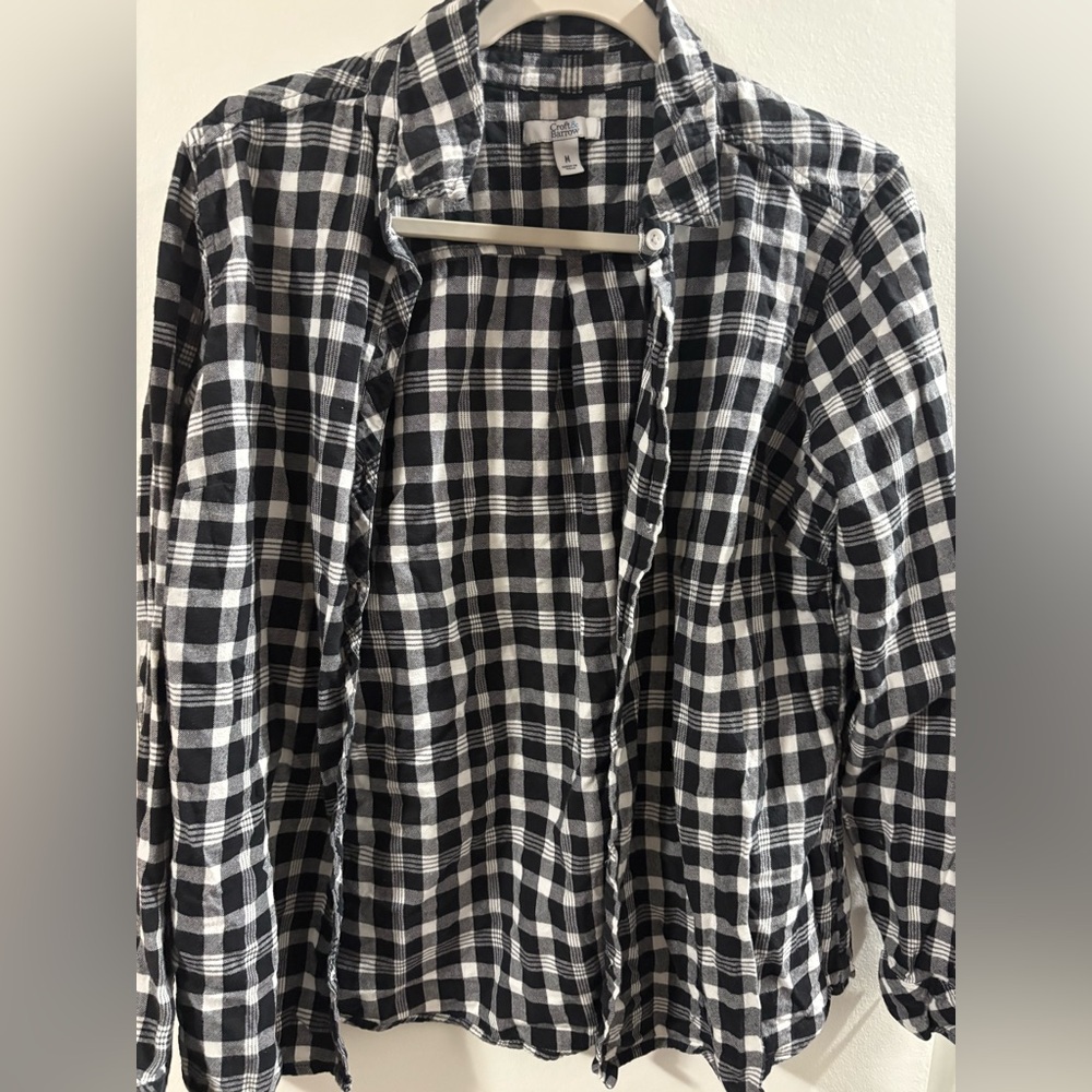 Croft & Barrow Checkered Black and White Blouse
